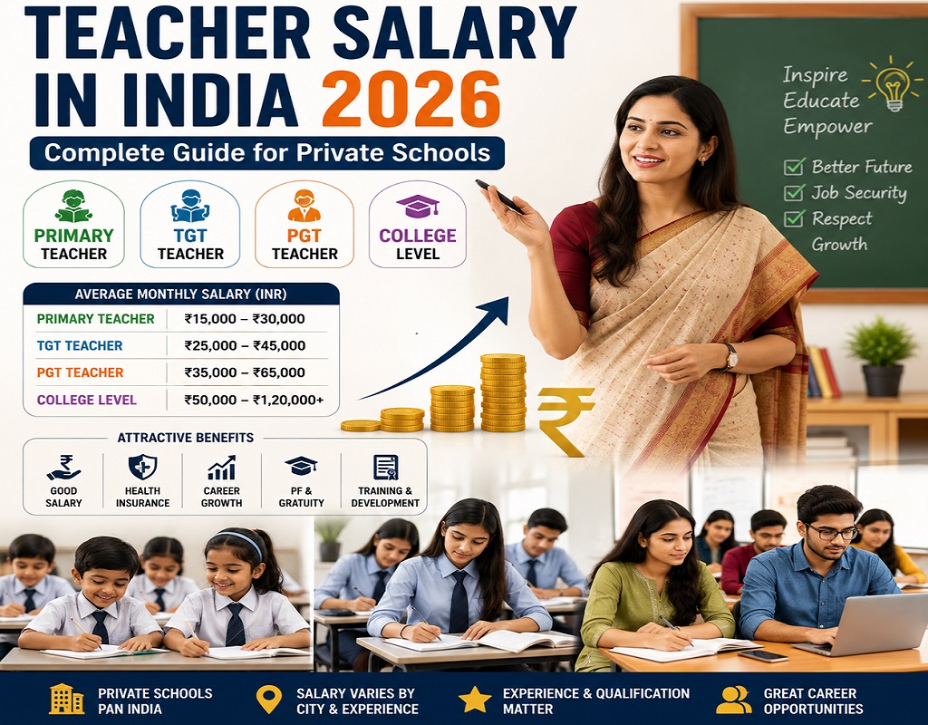Teacher salary India 2026 primary TGT PGT college levels