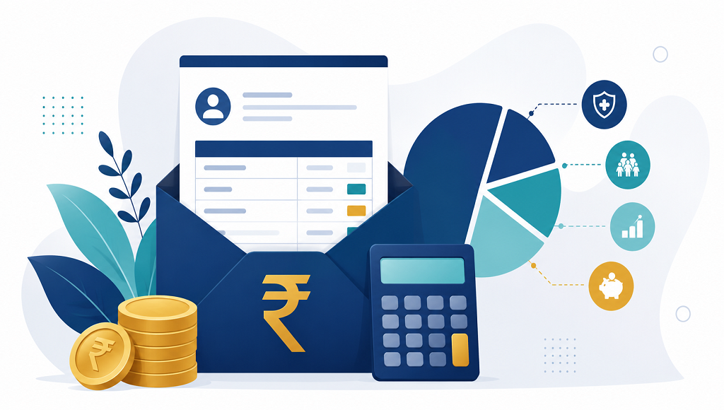 12 LPA in hand salary per month complete breakdown illustration