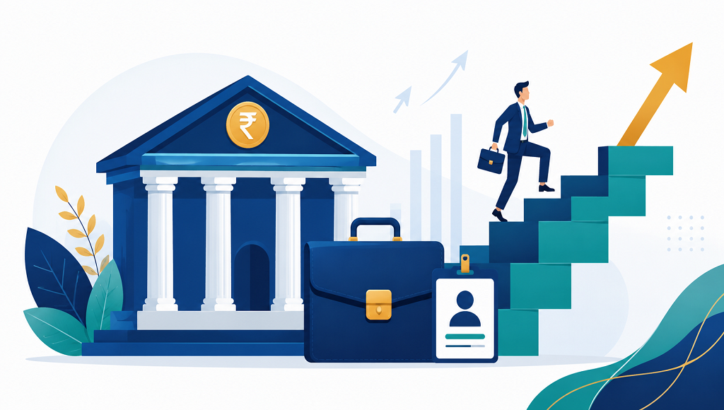 bank PO clerk salary India 2026 in hand pay and perks illustration