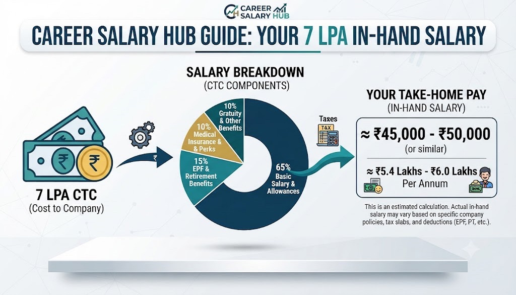 7 LPA in hand salary per month complete breakdown illustration